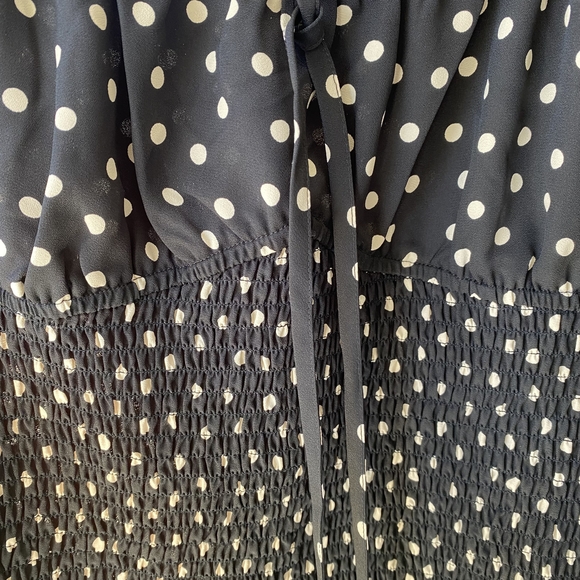 Express Black and White Polka Dot Long Sleeve Dress - Picture 6 of 12